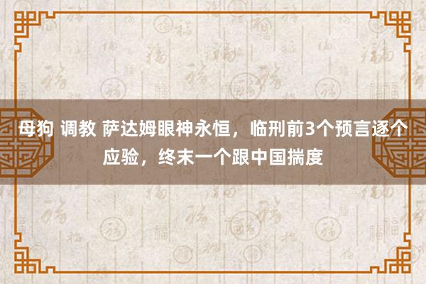母狗 调教 萨达姆眼神永恒，临刑前3个预言逐个应验，终末一个跟中国揣度