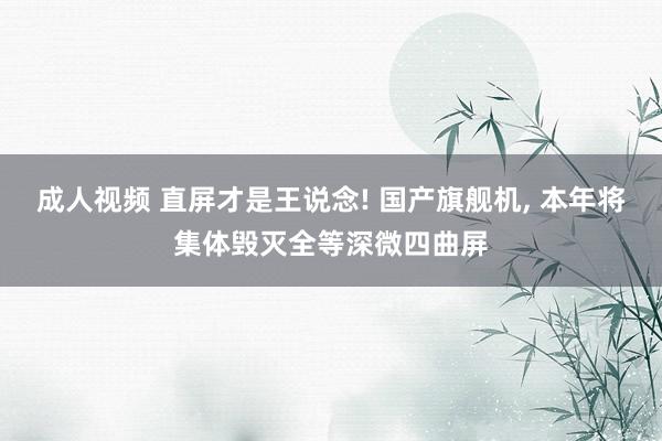 成人视频 直屏才是王说念! 国产旗舰机, 本年将集体毁灭全等深微四曲屏