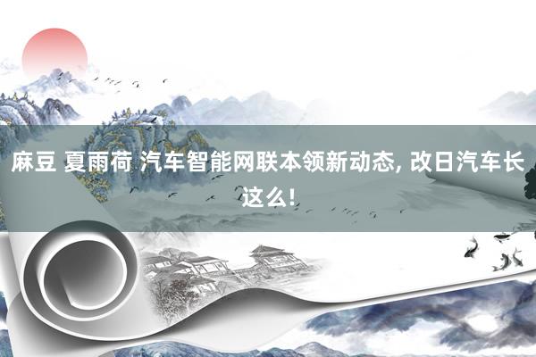 麻豆 夏雨荷 汽车智能网联本领新动态, 改日汽车长这么!