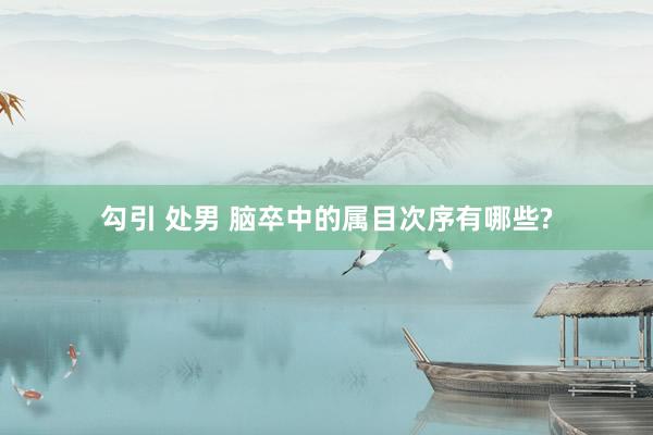 勾引 处男 脑卒中的属目次序有哪些?