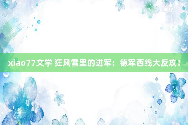 xiao77文学 狂风雪里的进军：德军西线大反攻！