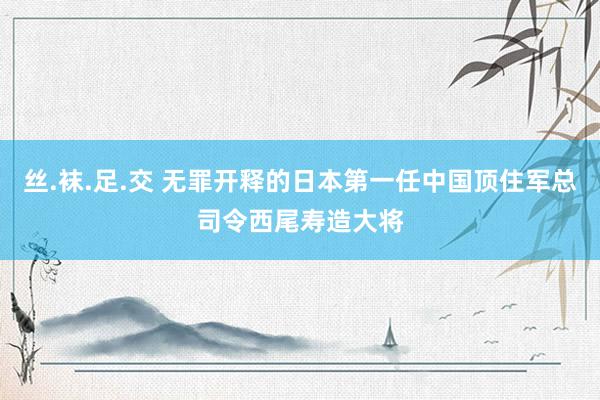 丝.袜.足.交 无罪开释的日本第一任中国顶住军总司令西尾寿造大将
