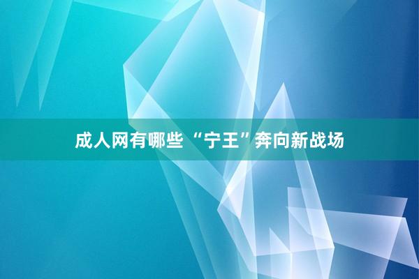 成人网有哪些 “宁王”奔向新战场