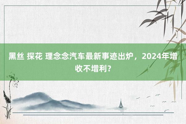 黑丝 探花 理念念汽车最新事迹出炉，2024年增收不增利？