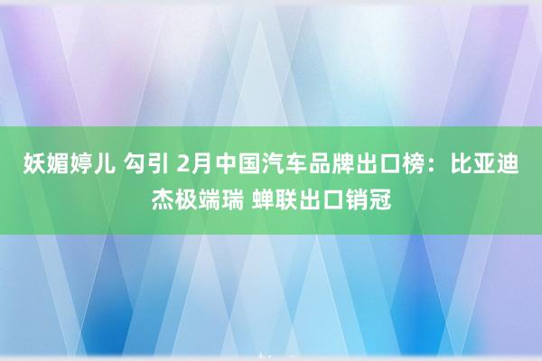 妖媚婷儿 勾引 2月中国汽车品牌出口榜：比亚迪杰极端瑞 蝉联出口销冠